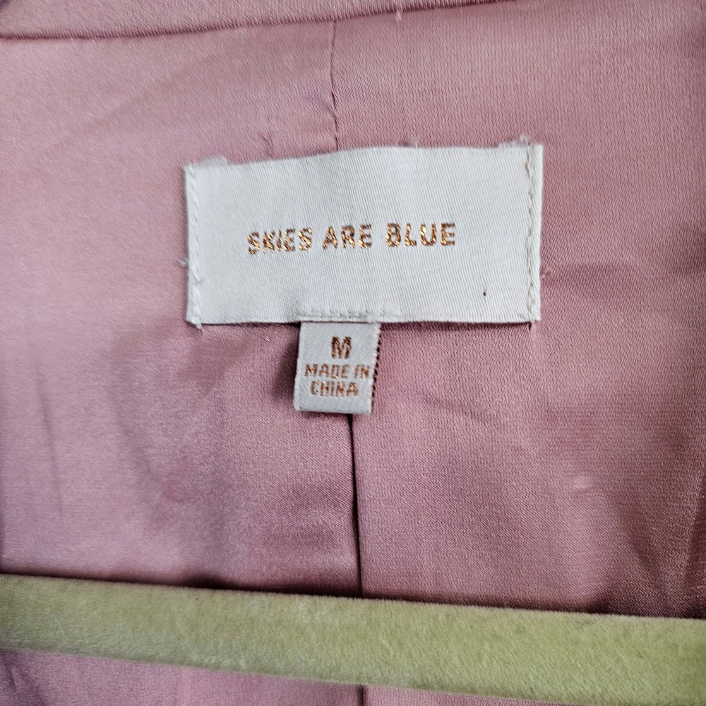 Skies Are Blazer Medium Pink Boyfriend Button Career Casual Office Business Knit - Picture 3 of 8